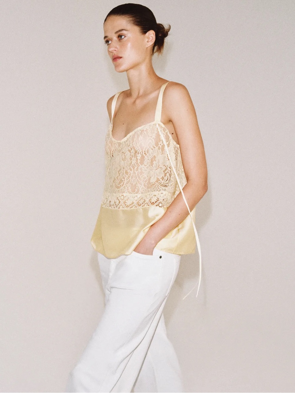 ZW COLLECTION SATIN EFFECT LACE TOP